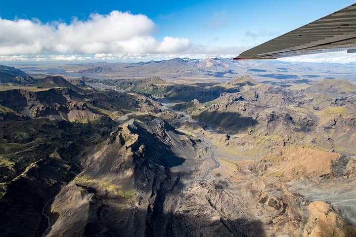 Airplane sightseeing flight over Landmannalaugar and the highland