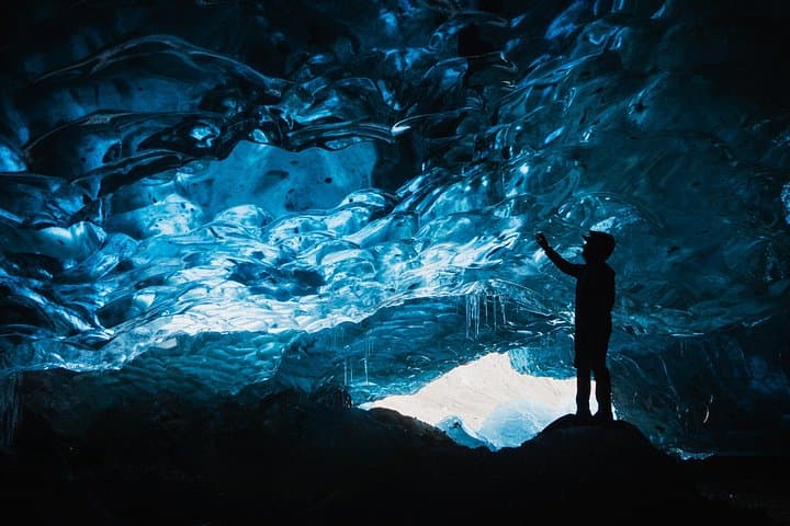 Natural blue ice cave Vatnajokull Iceland