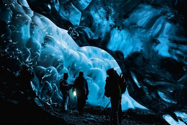 Natural blue ice cave