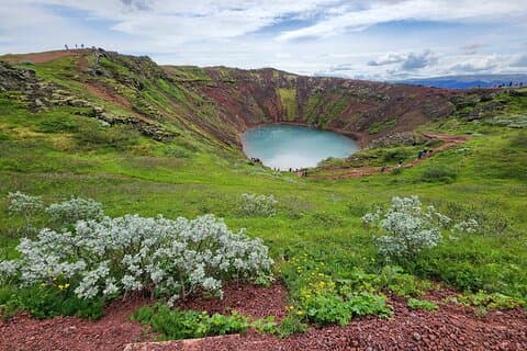 Walkway Down to The Volcanic Kerið (Kerid) Crater Lake
