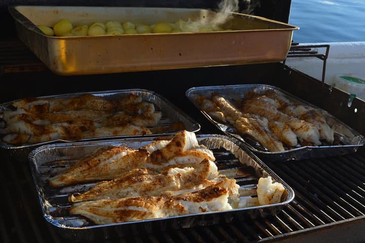 The catch is grilled fresh on board!