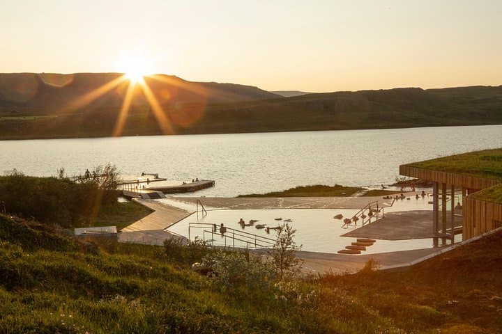Sunset at Vök Baths