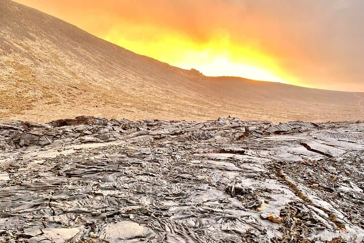 Crusted lava on a frosty morning