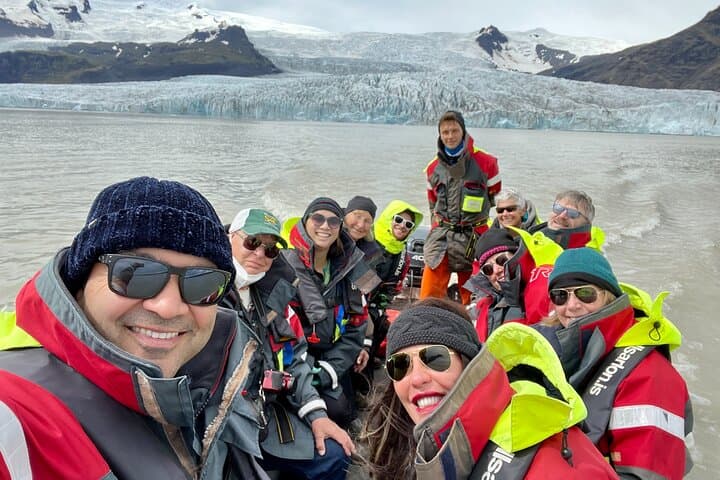 Get a view of a glacier from a lagoon boat tour.
