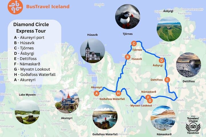 Diamond Circle Myvatn Waterfalls, and Husavik from Akureyri Tour