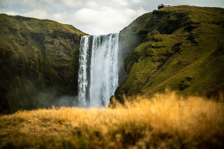 Skógafoss has a viewing platform at its top. Great views of the region