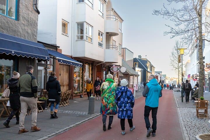 The main shopping street, Laugavegur, during Christmas time