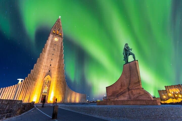 Although a rare phenomenon, you can sometimes see the Northern Lights dance over Reykjavik City