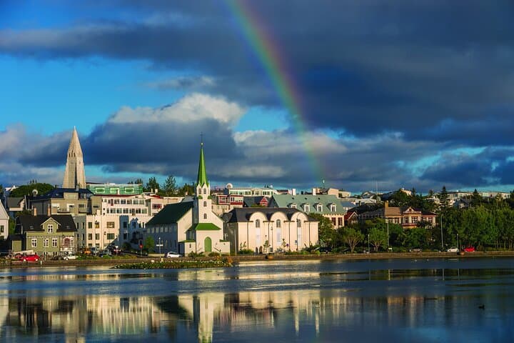 We enjoy the view of Reykjavik´s unique style of building from the City Pond