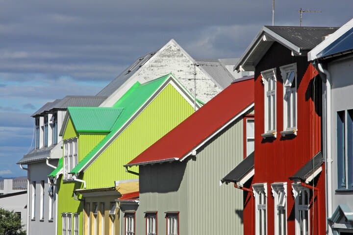 We do things a little different here! To combat the dark winters, our houses are vibrant and colourful.