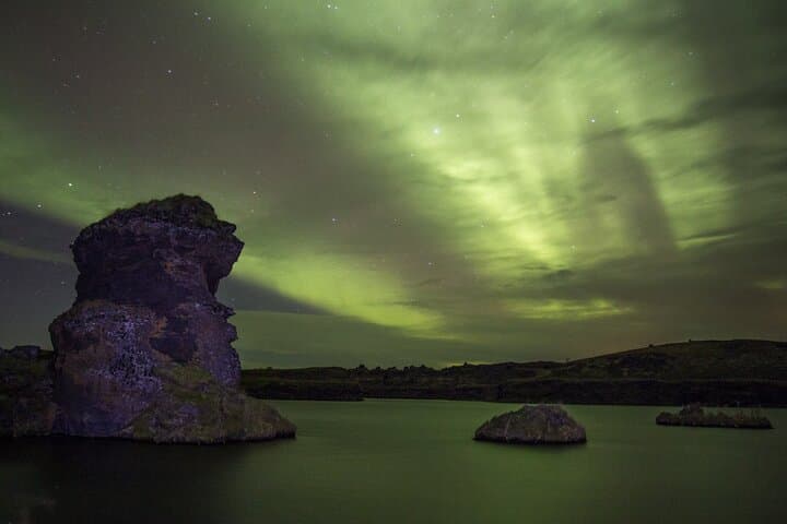 Northern Lights over lake