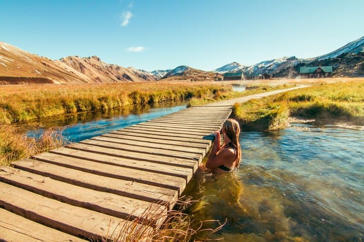 bathing in a natural pool